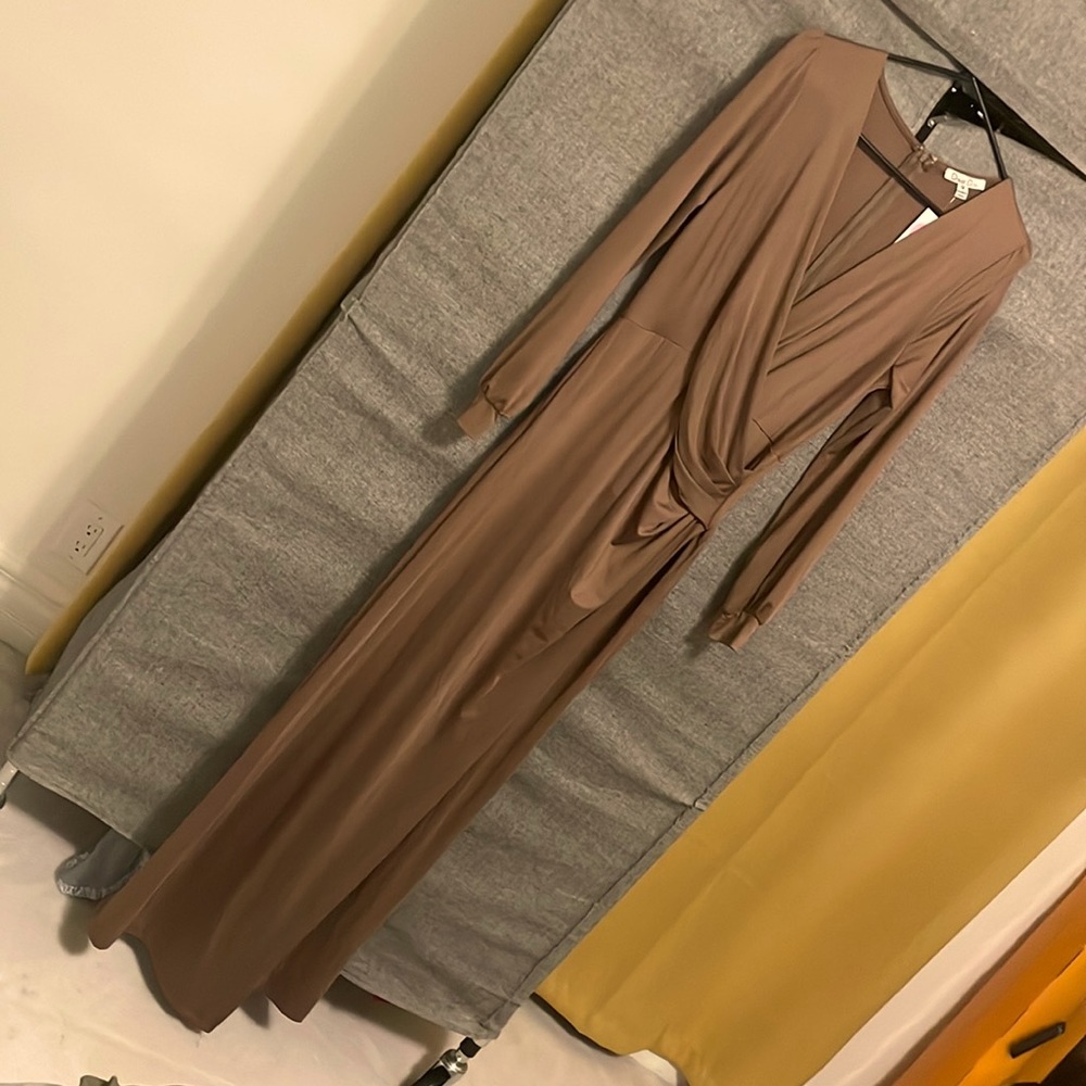 Sexy Low Cut Gown with High Slit
